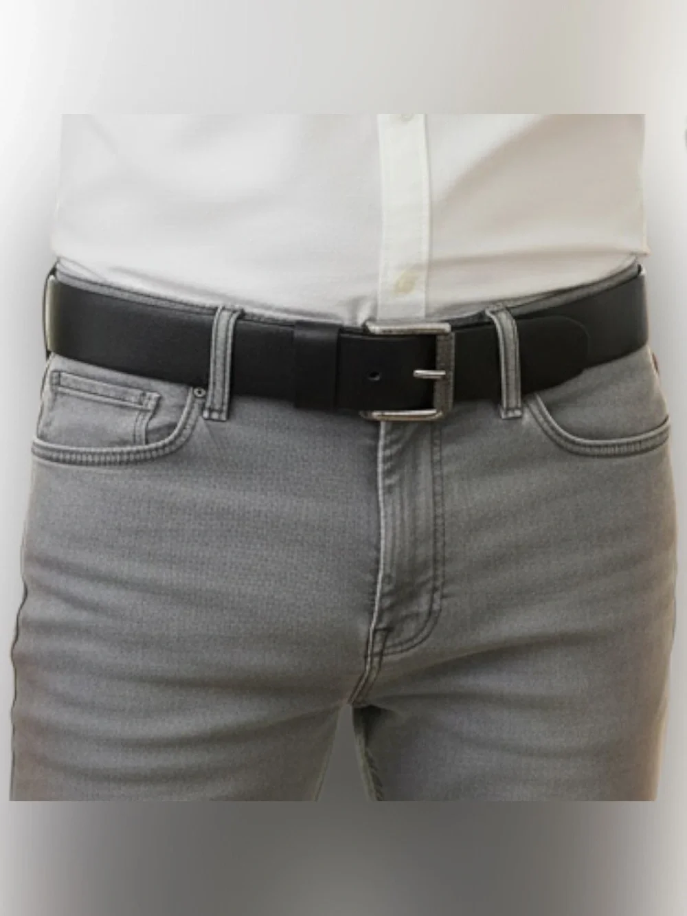 Vintage Men’s Unisex Moto Black Genuine Leather Silver Square Buckle Belt Sz 40